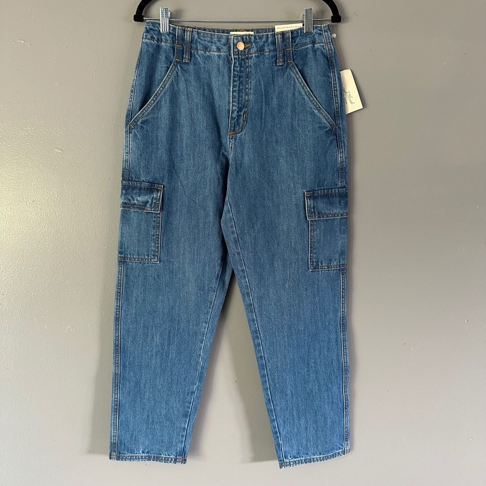 Universal Threads‎ Loose Fit Cargo Boyfriend Jeans Medium Wash 6R NWT